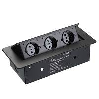 Блок розеток прямоугольный выдвижной 3 розетки (Schuko), max 2700W, 250V, с проводом 2,0 метра, черный